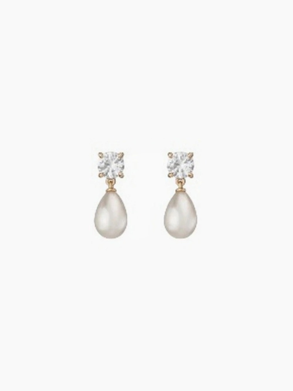 Aurate White Sapphire Pearl Drop Earrings Vermeil Yellow Gold